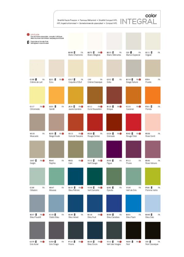 Echantillons Couleurs Stratifié